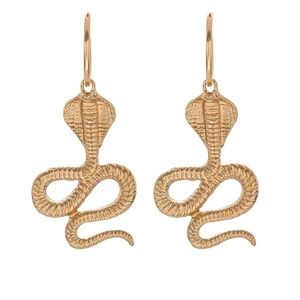 Goldtone Cobra Snake Drop Earrings